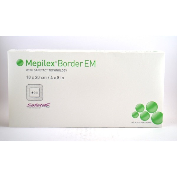 Mepilex Border EM, 10 Pansements Hydrocellulaires Auto-adhésifs Siliconés de 10 x 20 cm, ref 281820