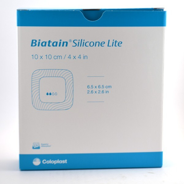 Biatain Silicone Lite, 10 Hydrocellular Adhesive Silicone Dressings 12.5 x 12.5 cm