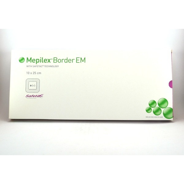 Mepilex Border EM, 10 Self-adhesive Silicone Hydrocellular Dressings 10 x 25 cm