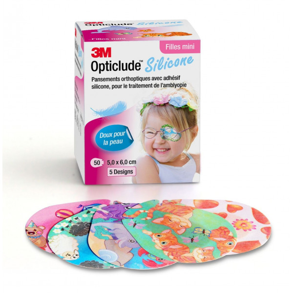 Orthoptic Dressings 5.0 cm X 6.0 cm Opticlude Silicone Bandages Girl Mini -3M - Box Of 50