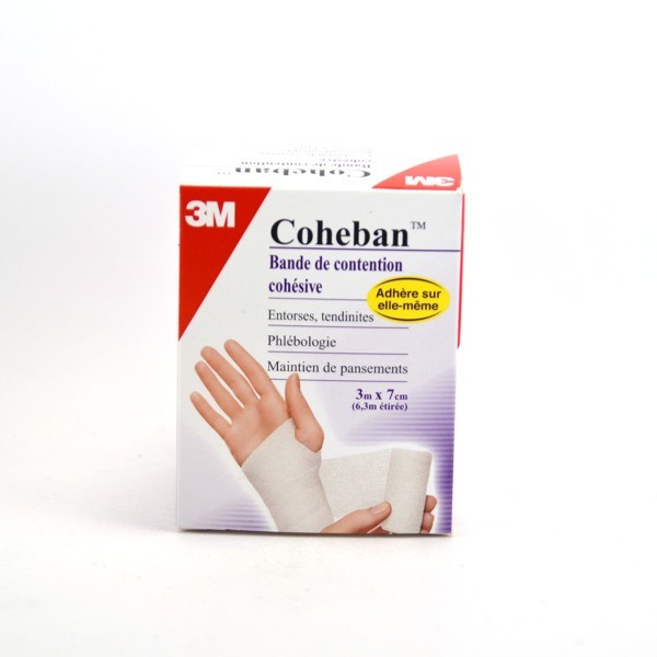 Coheban 3M White Cohesive Contention Band 7cm x 3m