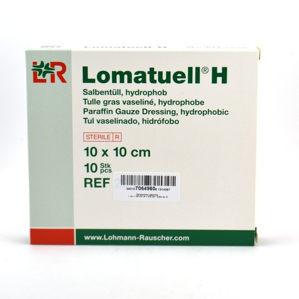 Lomatuell H, Vaseline Fat Tulle, Hydrophobic, Sterile - 10x10 cm, 10 Pieces - Lohmann & Rauscher ref 23315