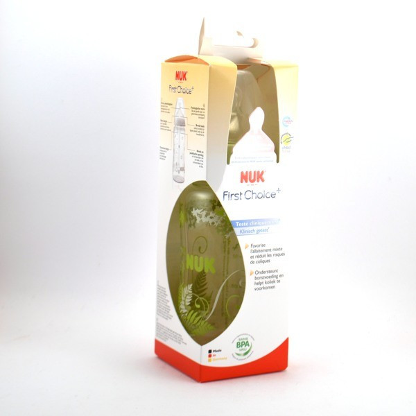 Bottle Glass Bottle First Choice+ Green From 0 To 6 Months - Nuk - 240 ml