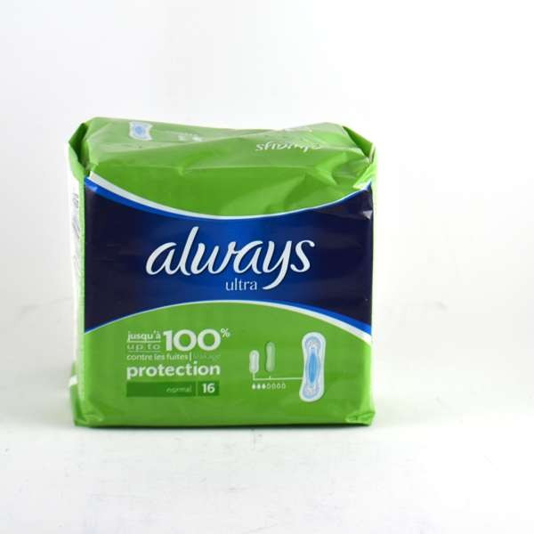 Always Ultra Normal 16 WingFree Sanitary  Towels- Always - Light Green Package, 3 drops out of 7