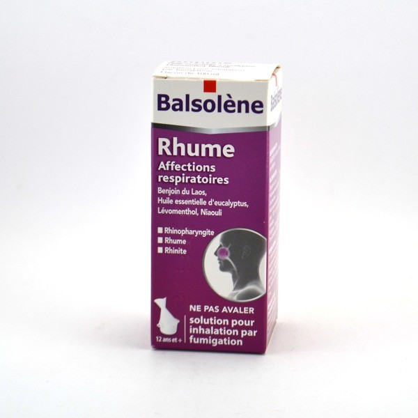 Balsolène, Rhume Affections Repiratoires, Benjoin du Laos/ HE d'Eucalyptus/ Levomenthol/ Niaouli, Solution pour inhalation par f