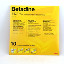 Betadine MEDA 10% Tulle, Boite de 10 Tulles 10x10