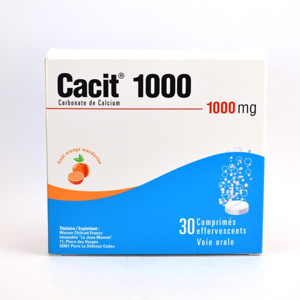 Cacit Calcium Carbonate (1000 mg) Effervescent Tablets (Mandarin Flavour) – Pack of 30