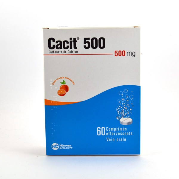 Cacit 500 mg Carbonate de Calcium, 60 Cps Effervescents Goût Orange