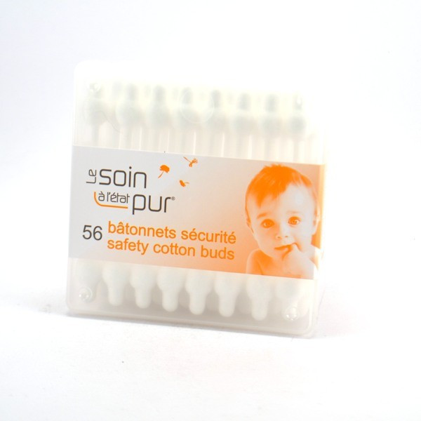 Cotton Stem Baby Children, Pure Cotton, Box of 56 Safety Sticks