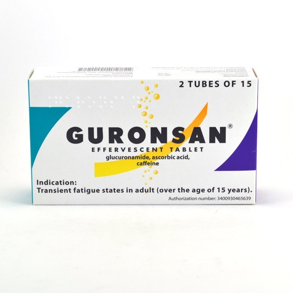 Guronsan Effervescent Tablets – for passing fatigue (suitable for ages 15+) – 2 Tubes of 15