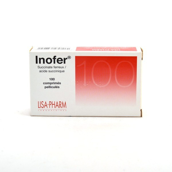 Inofer Ferrous Succinate / Succinate acid, 100 coated tablets