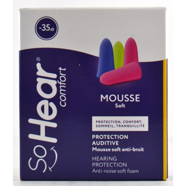 SoHear Comfort Protection Auditive -35dB - Mousse Soft - 6 Paires