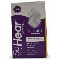 SoHear Comfort Protection Auditive -20dB - Silicone Transparent - 3 Paires