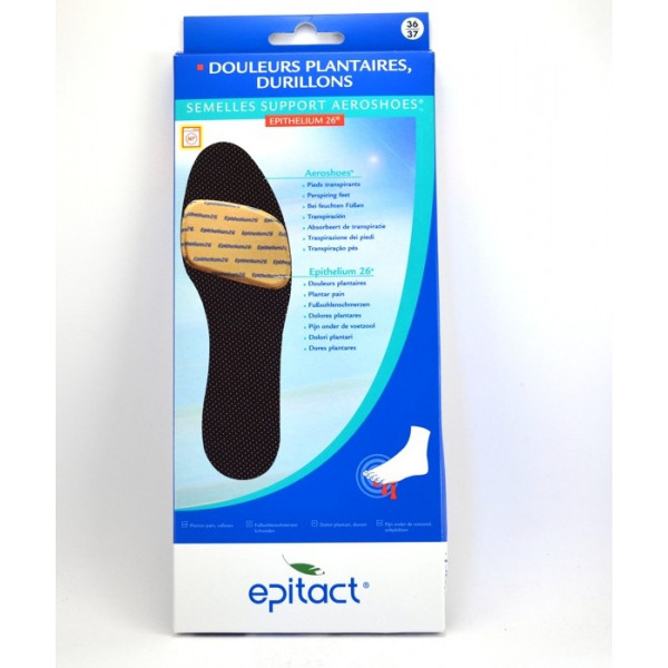 Semelles Support Aeroshoes - Douleurs Plantaires, Durillons - Epithelium 26, Epitact - Taille 36-37