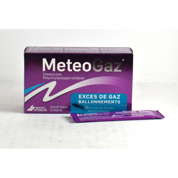 MeteoGaz Simeticone - Excès De Gaz, Ballonnements - Boite de 10 Sticks