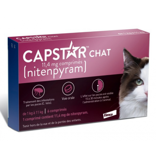 Capstar for cats , 6 tablets of 11,4mg of nitenpyram, from 1 to 11kg