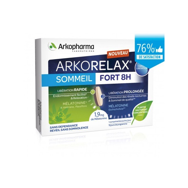 Arkorelax, sommeil fort 8h, 15 comprimés