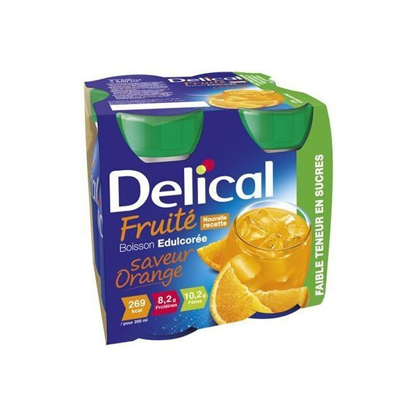 Delical fruity drink orange flavor sweetened without sugar