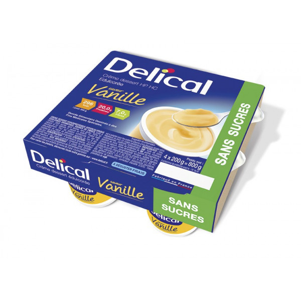 Delical sugar-free dessert cream, vanilla, 4 x 200g