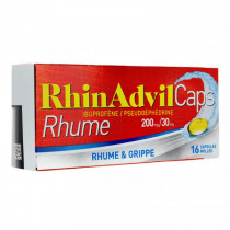 RhinAdvil Caps - Rhume - Ibuprofène / Pseudoéphédrine - 200mg / 30mg  - 16 capsules moles