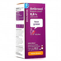 Ambroxol Biogaran Conseil 0,6 % Sans Sucre, Solution Buvable Edulcorée Au Sorbitol  Chlorhydrate D’Ambroxol, 100 ml