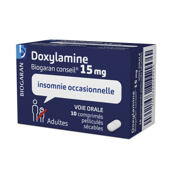 Doxylamine 15 mg, 10 Comprimés Pelliculés, Biogaran Conseil, Insomnie Occasionnelle