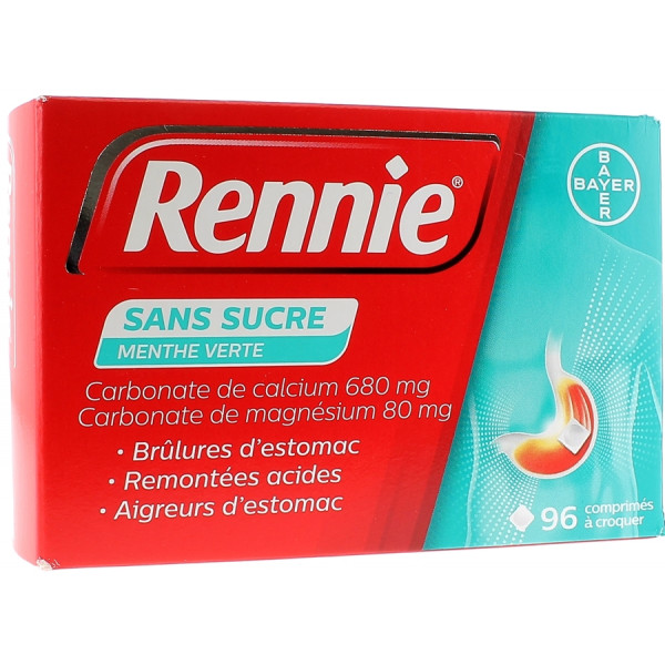 Rennie – Chewable Tablets for Heartburn (Sugar-Free, Spearmint Flavour) – Pack of 96