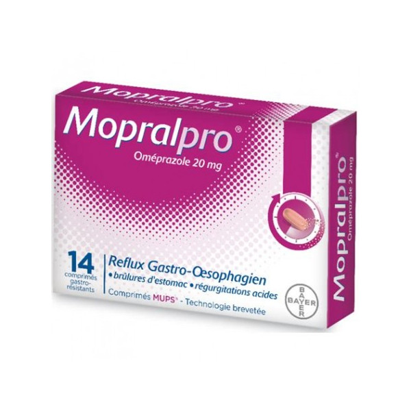 Mopralpro Oméprazole 20mg, Reflux Gastro-oesophagien Brûlures d'Estomac, 14 Comprimés MUPS