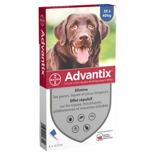 Advantix - Anti-puce Grand chien plus de 25 kg - Boite de 4 pipettes
