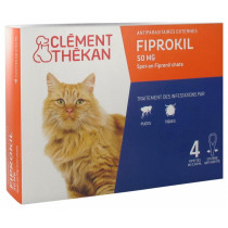 Fiprokil 50 mg - Antiparasitaires Chats -  4 Pipettes de 0.50 ml