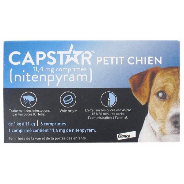Capstar 11.4 mg, Treatment of flea infestations, Cats and Small Dogs from 1 kg to 11 kg - 6 Tablets