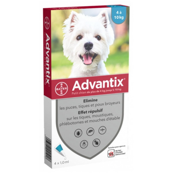 Advantix for small dog from 4 to 10 kg, box of 4 pipettes, Bayer