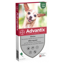 Advantix - Antiparasitaires Très petit chien jusqu'à 4 kg - Boite de 4 pipettes