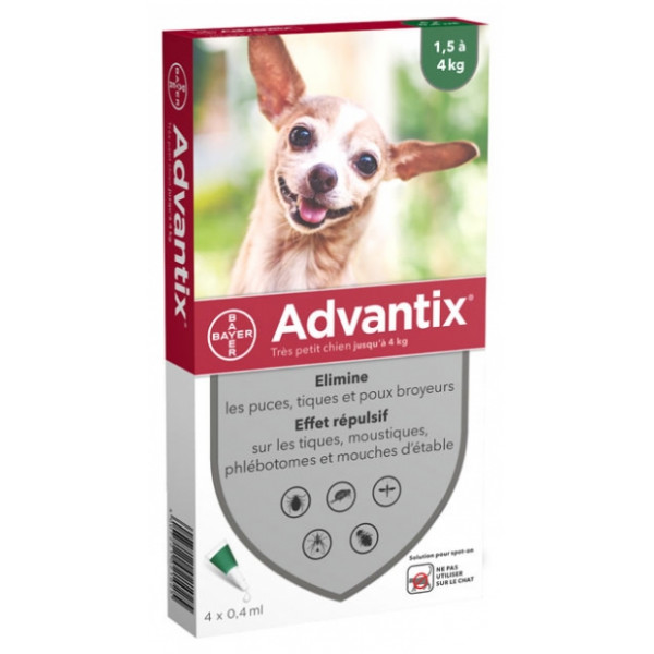 Advantix for very small dog up to 4 kg, box of 4 pipettes, Bayer