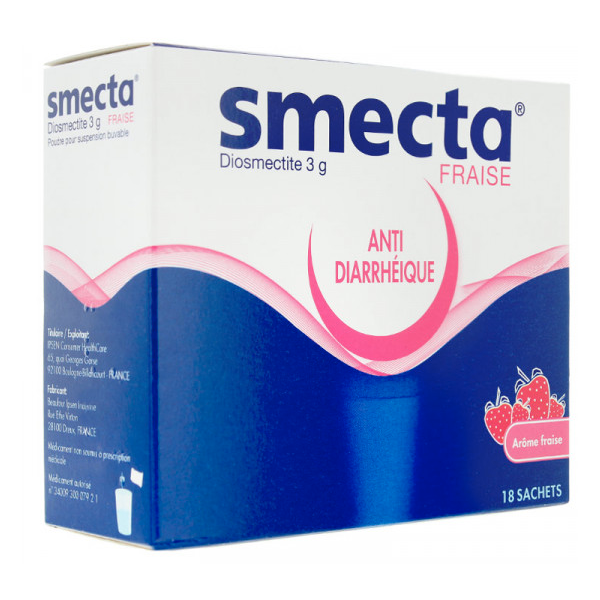 Smecta Fraise, diosmectite 3g, 18 Sachets - diarrhée aiguë, chronique, coliques - IPSEN