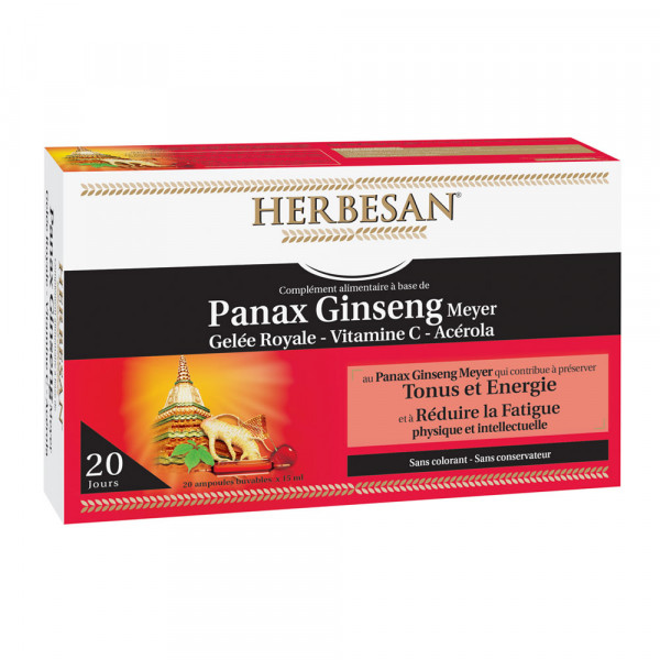 Herbesan Panax Ginseng, Royal Jelly, Viamine C, Acerola - Herbesan - 20 Phials