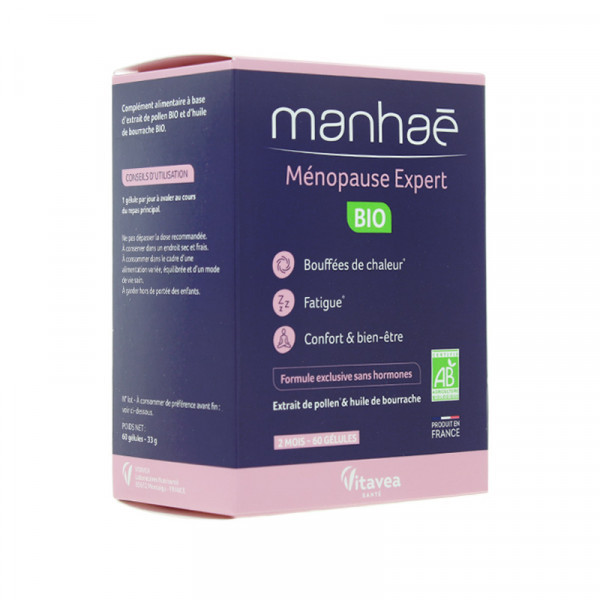Manhaé Ménopause Expert Bio - Nutrisanté - 2 Mois, 60 Gélules