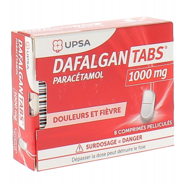 DafalganTabs Paracetamol 1 g – pain and fever relief – Pack of 8 Coated Tablets