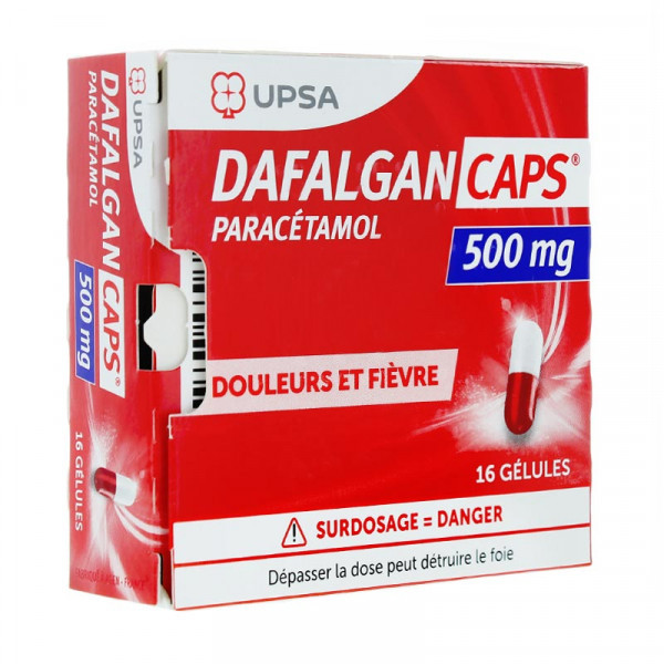 DafalganCaps Paracetamol 500 mg – pain and fever relief – Pack of 16 Capsules