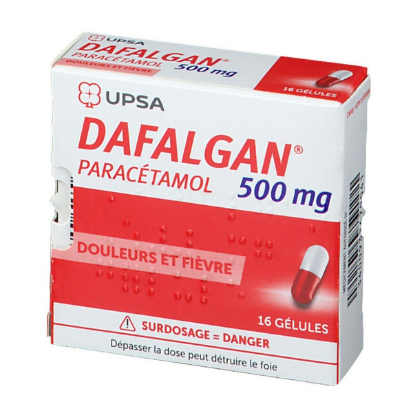 Dafalgan Paracetamol 500 mg – pain and fever relief – Pack of 16 Capsules