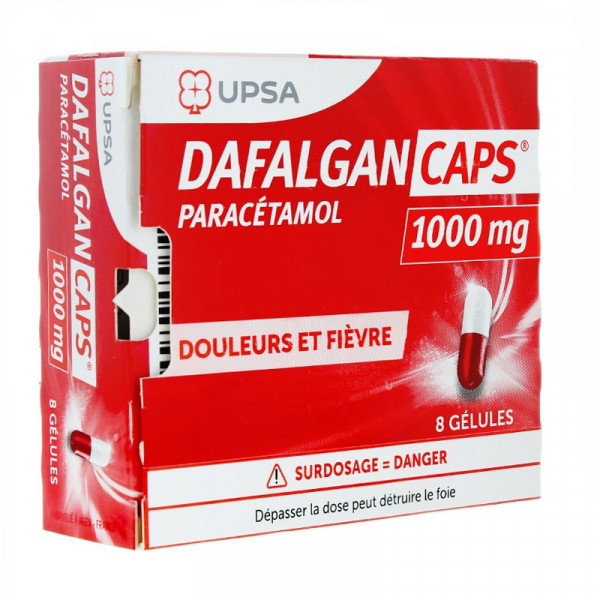 DafalganCaps 1000 mg Paracétamol Douleurs et Fièvre, 8 Gélules