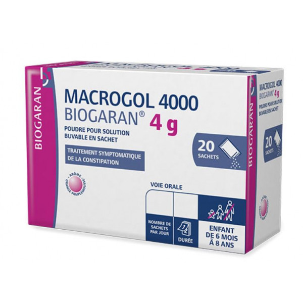 Macrogol 4000 biogaran 4g, Boite De 20 Sachets