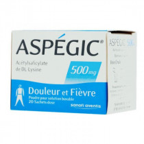 Aspégic Aspirine 500 mg, Douleur et Fièvre, Boite de 20 Sachets-Dose