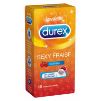 Sexy Strawberry Condoms - Lubricated - Love Sex - Durex - 10 Condoms