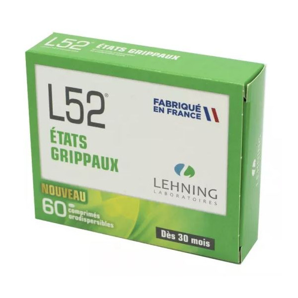 L52 - Flu symptoms - From 30 months - Lehning - 60 Orodispersible tablets