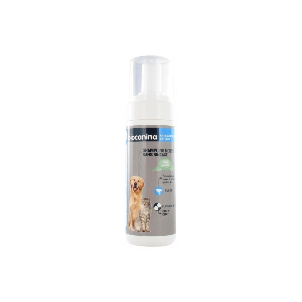 Shampoing Mousse Sans Rinçage - Chiens et Chats- Antiparasitaire - Biocanina - 150 ml
