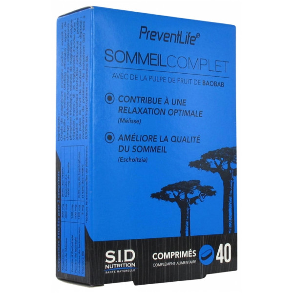 Sommeil Complet - PreventLife - S.I.D. Nutrition - 40 Comprimés