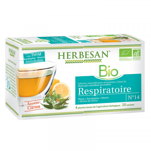 Naturally Flavored Infusion - Thyme - Respiratory Comfort - N°14 - Organic - Herbesan - 20 Sachets