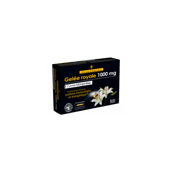 Royal Jelly - 1000mg - Copper Manganese - Oligoroyal - S.I.D. Nutrition - 20 Ampoules of 10ml