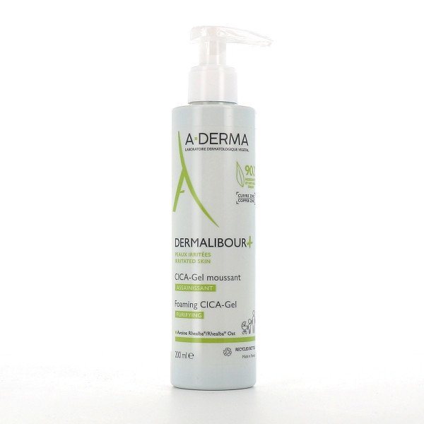 Dermalibour + Cica-Foaming Gel, Sanitizing - 200ml bottle - A-Derma